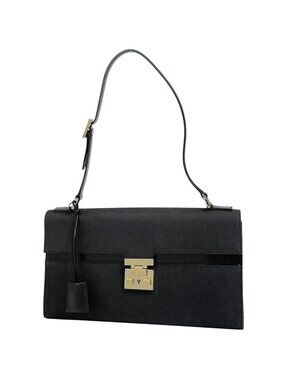 Gucci Logo Shoulder Bag Canvas Black